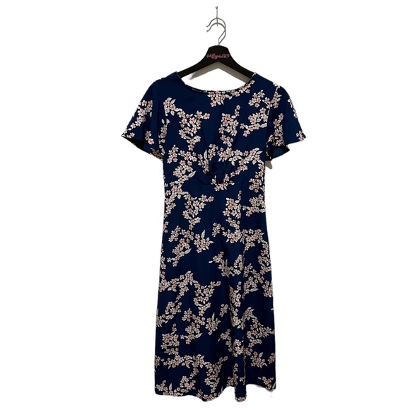 NWOT Bobeau Midi Dress Open Back Floral Blue Pink Size Small - Picture 1 of 6